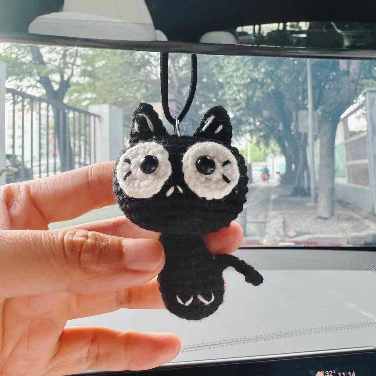 Amazon.com: GiveMOJO Crochet Black Cat Pendant, Car Hanging